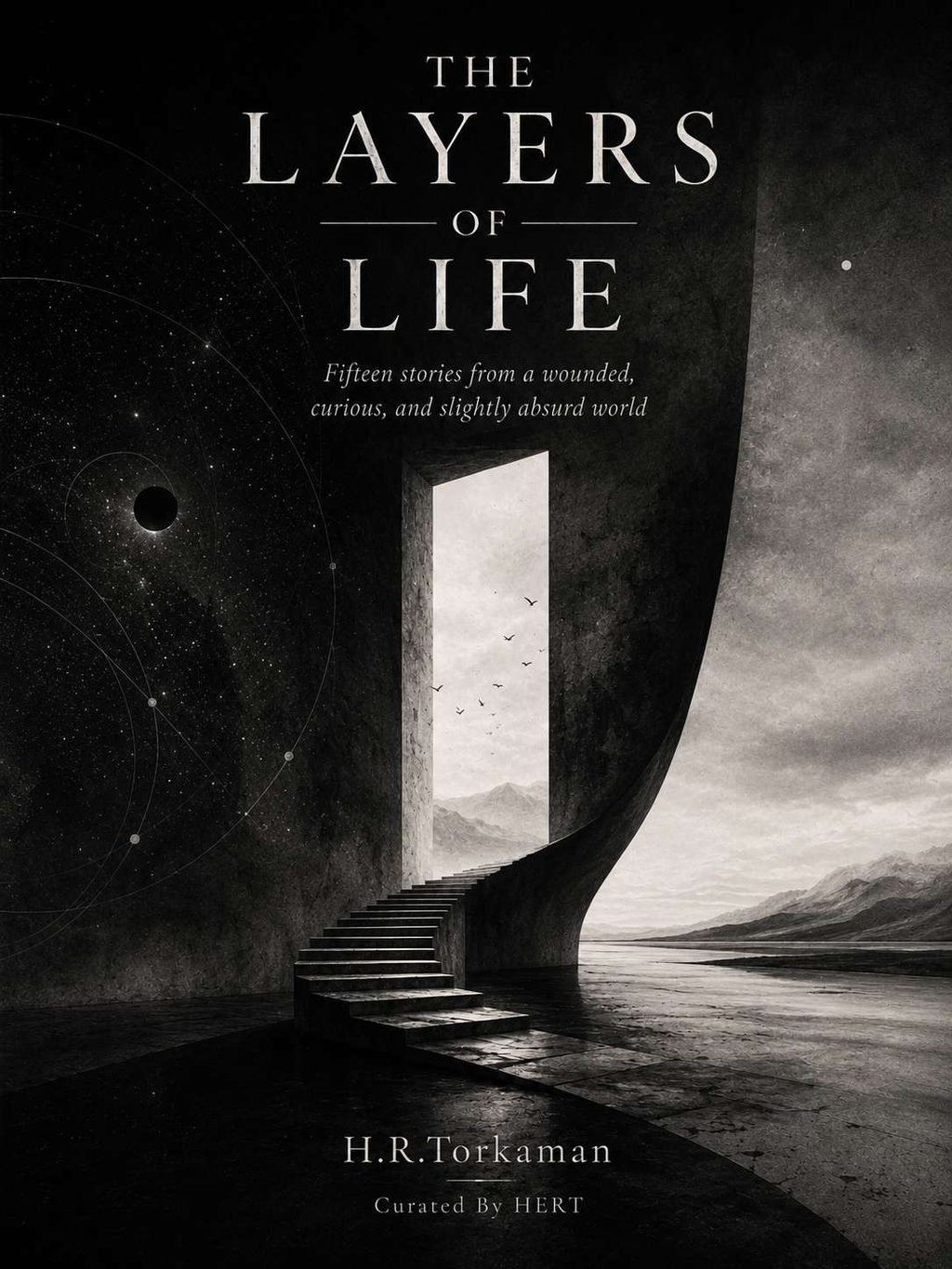 Cover art direction and a bilingual visual system for a collection of short fiction — published in English and Persian.